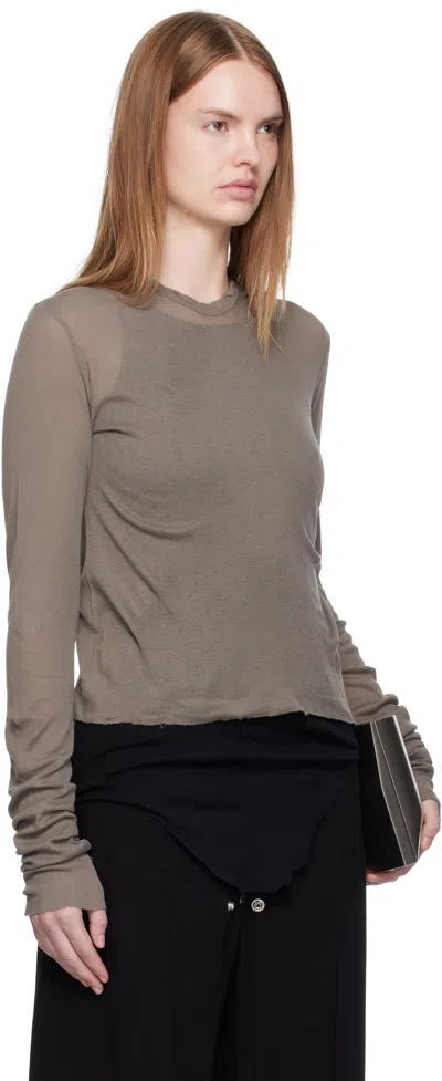 Rick Owens Gray Concordians Cropped Rib Ls Hoodie In Multi