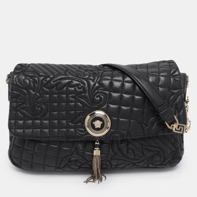 Pre-owned Versace Black Quilted Leather Calliope Vanitas Shoulder Bag