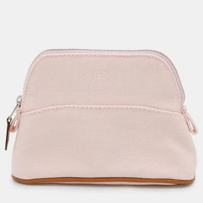 Pre-owned Hermes Bolide Pouch Rose Pearl Canvas Size Mini Mini In Pink