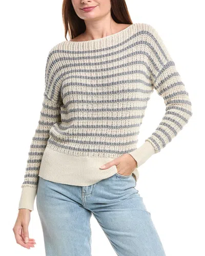 Lafayette 148 New York Stripe Dropped-shoulder Bateau Sweater In White