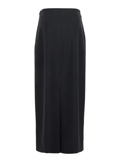 Loulou Studio Black Skirt With Pencil Deisgn And Side Closure In Wool Woman In Black