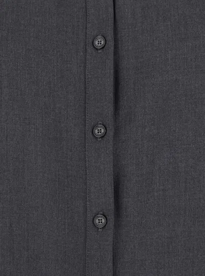 Twinset Grey Shirt With Classic Collar And Logo Plaque On The Rear In Viscose Blend Stretch Woman In Black