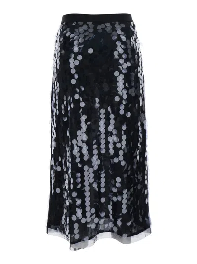 Semicouture Black Skirt With All-over Sequins In Tech Fabric Woman In Black
