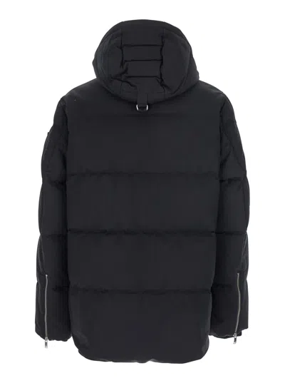 Moose Knuckles Forrestville Black Down Jacket With Fixed Hood And Logo Patch On The Sleeve In Cotton Blend Man In Black