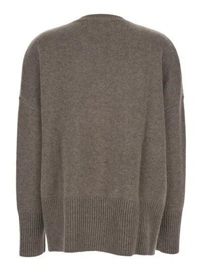 Lisa Yang Cashmere Knit Sweater With Contrast Trim And Oversized Fit In Gray