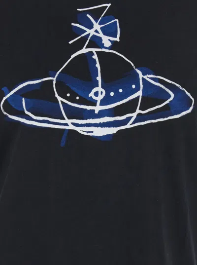 Vivienne Westwood Crew Neck Graphic Print Short Sleeves In Black