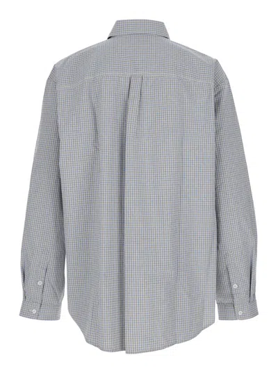 Erl Beige Shirt With Logo Embroidery On The Front And All-over Check Motif In Cotton Man In Gray