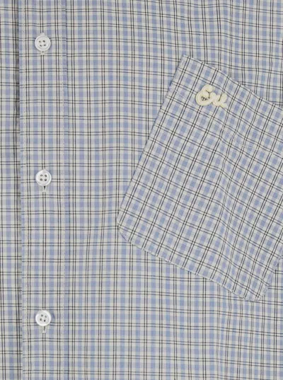 Erl Beige Shirt With Logo Embroidery On The Front And All-over Check Motif In Cotton Man In Gray