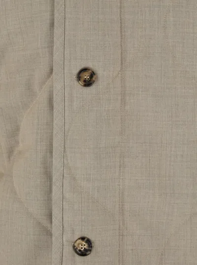 Jw Anderson Beige Crewneck Jacket With Quilted Design On The Front And Logo Embroidery On The Rear In Fabric Man In Gray