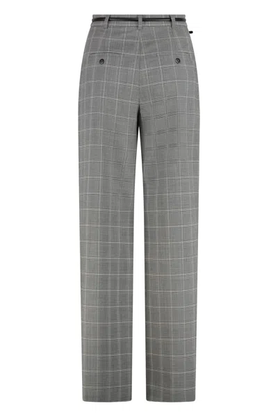 Max Mara Studio Mazurca Prince Of Wales Motif Wool Trousers In Gray