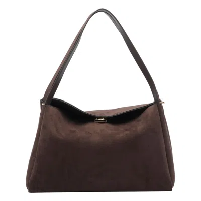 Themoirè Suede Shoulder Bag Gold-tone Hardware