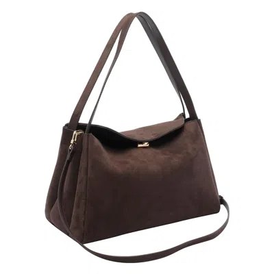 Themoirè Suede Shoulder Bag Gold-tone Hardware