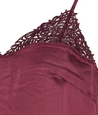 Twinset Bordeaux Top With Thin Strap And Logo Plaque On The Back In Fabric Woman In Burgundy