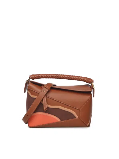 Loewe Small Leather Puzzle Edge Landscape Top-handle Bag In Multi