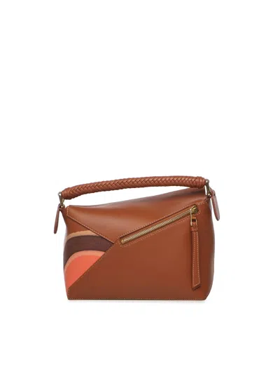 Loewe Small Leather Puzzle Edge Landscape Top-handle Bag In Multi