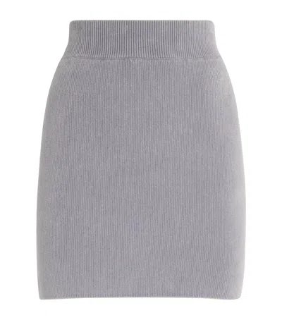 Alexander Wang Mini Skirt With Embossed Logo In Gray
