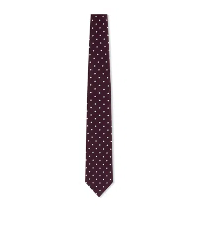 Tom Ford Silk Polka-dot Tie In Burgundy