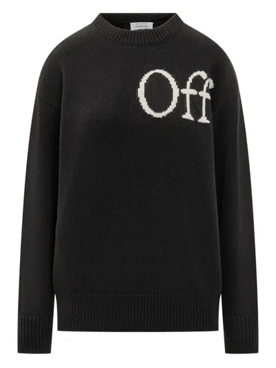 Off-white Bookish Shared Knit Crewneck In Black