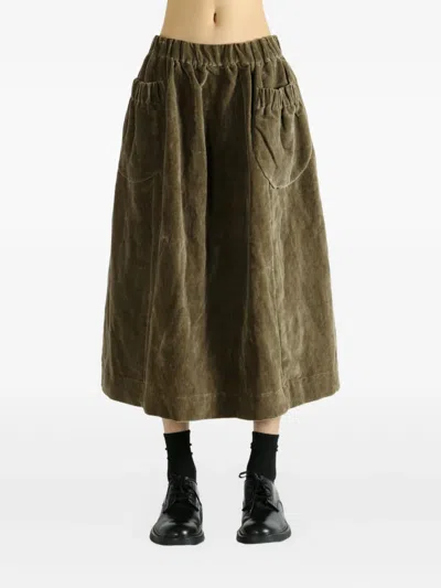 Casey Casey Ghost Pocket-detail Elastic-waist Midi Skirt In Green