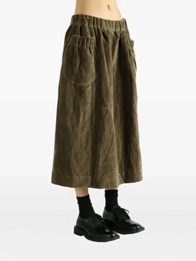 Casey Casey Ghost Pocket-detail Elastic-waist Midi Skirt In Green