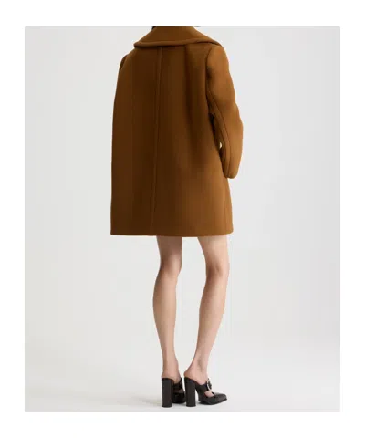 Patou Double-breasted Buttoned Coat In Brown