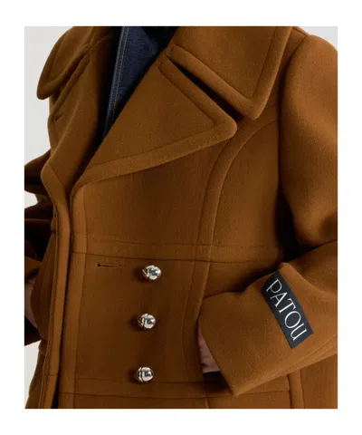 Patou Double-breasted Buttoned Coat In Brown