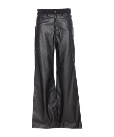 Liu •jo Wide Leg Faux Leather Trousers With Pockets In Black