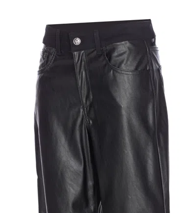 Liu •jo Wide Leg Faux Leather Trousers With Pockets In Black