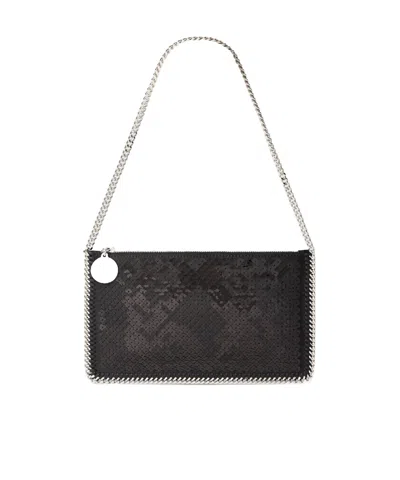 Stella Mccartney Falabella Pochette With Sequins Embroidery In Black