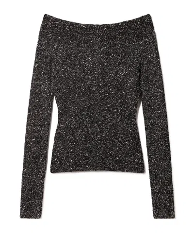 Stella Mccartney Long-sleeve Sparklinh Top With Sequins In Gray