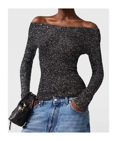 Stella Mccartney Long-sleeve Sparklinh Top With Sequins In Gray