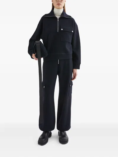 Jil Sander High Collar Sweatshirt Chest Pocket In Animal Print