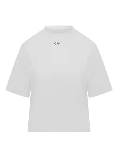 Off-white Embroidered Flowers Boxy Logo Tee In Multi