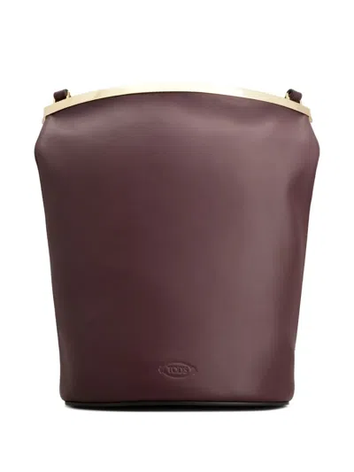 Tod's Magenta Bag Bucket Bag In Leather Small In Burgundy