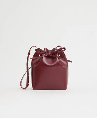Mansur Gavriel Mini Leather Bucket Bag In Burgundy