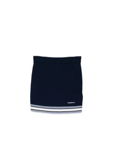 Casablanca Wool Skirt With Stripe Detail And Elastic Waist In Blue