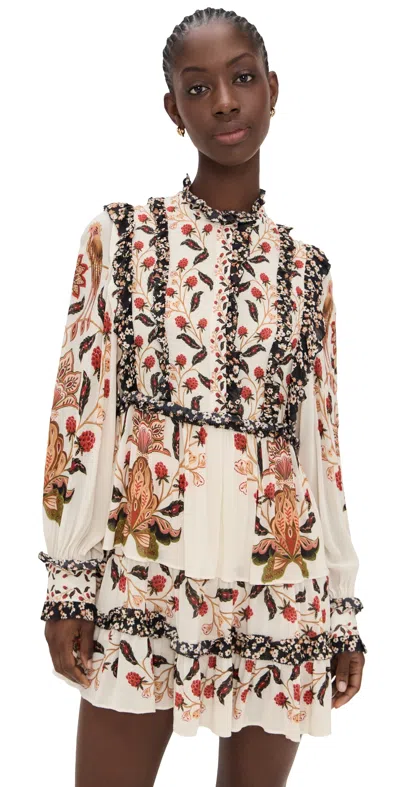 Farm Rio Berry Garden Cream Mini Dress Berry Garden Cream In Multi