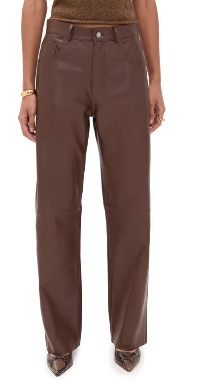 Haikure Five-pocket Leather Pants In Brown