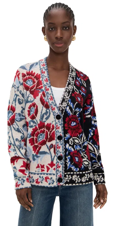 Farm Rio Multicolor V-neck With Cardigan With Floral Motif In Wool Blend Woman In Multi