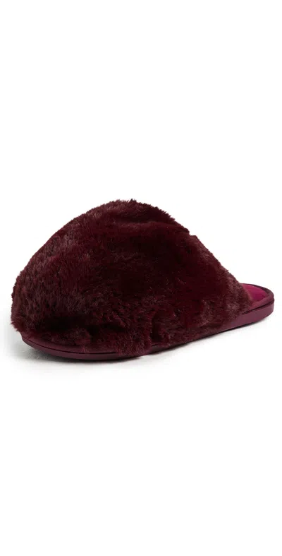 Free People Snowball Slippers In Cabernet In Burgundy