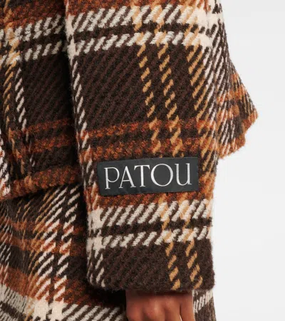 Patou Checked Double-breasted Wool-blend Jacket In Brown