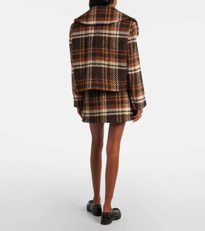 Patou Checked Double-breasted Wool-blend Jacket In Brown