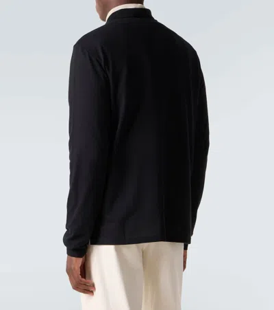 Ralph Lauren Long-sleeve Polo Shirt With Embroidered Bear Motif In Black