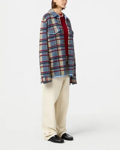 Guest In Residence Plaid Work Shirt Heather Blue Combo In Blue