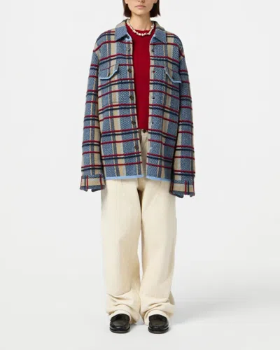 Guest In Residence Plaid Work Shirt Heather Blue Combo In Blue