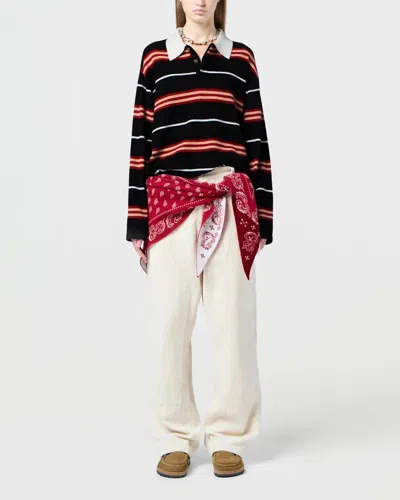 Guest In Residence Striped Cashmere Jumper In Black