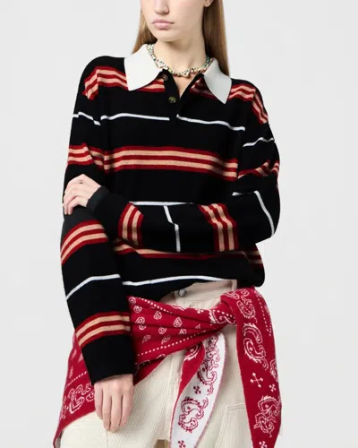 Guest In Residence Striped Cashmere Jumper In Black