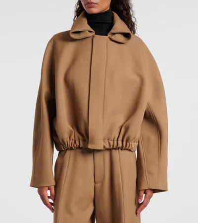 Victoria Beckham Oversized Wool-drill Jacket In Green