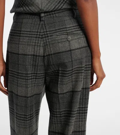 Ralph Lauren Jody Plaid Wool Pleated Wide-leg Pants In Gray