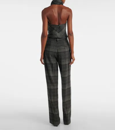 Ralph Lauren Jody Plaid Wool Pleated Wide-leg Pants In Gray